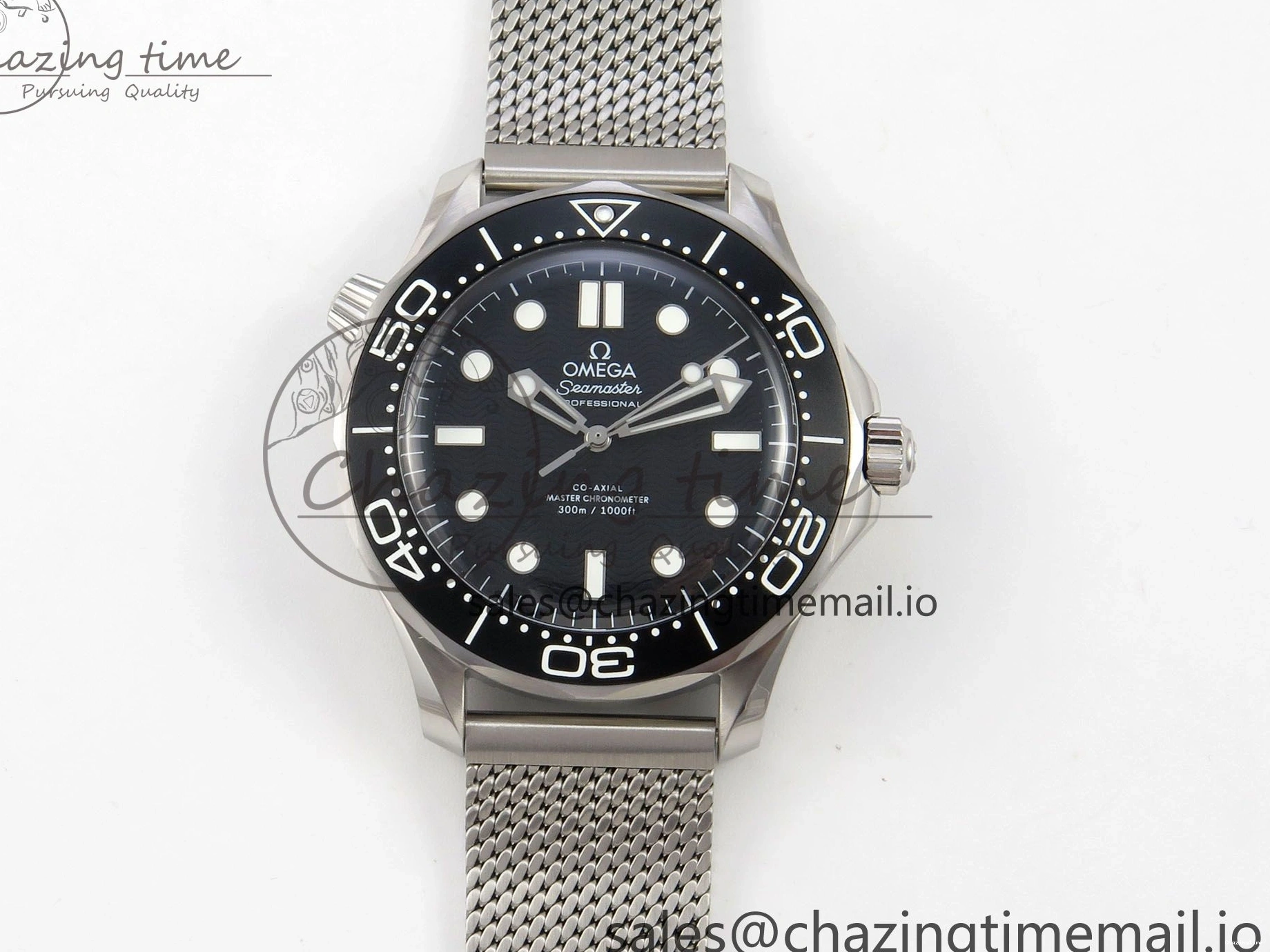 0225 Seamaster 300M 42mm SS VSF Best Edition Black Dial On Mesh Bracelet A Stretchable 7658
